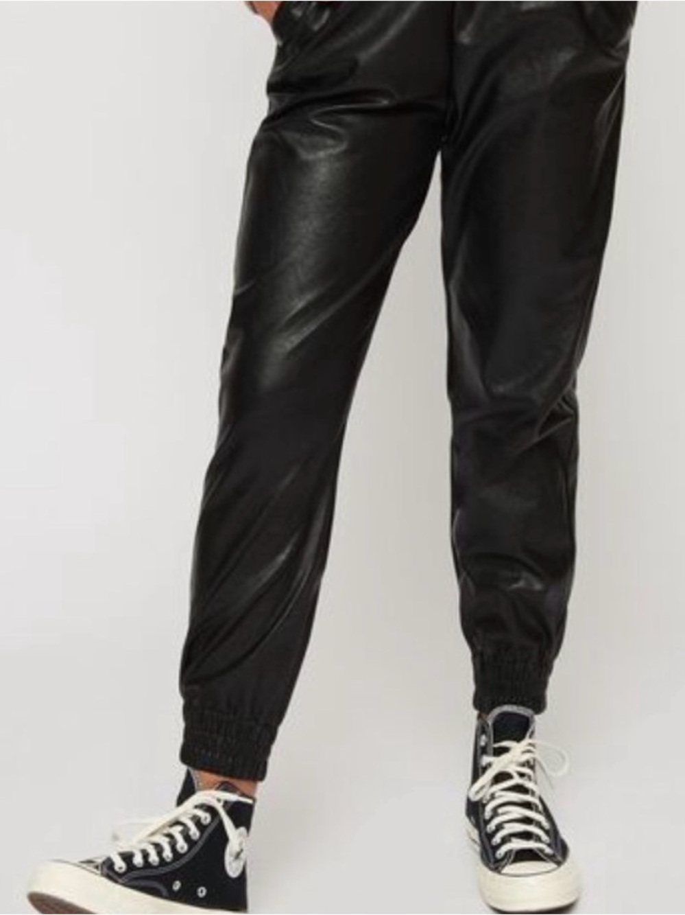 Dynamite Black Faux Leather Jogger Pants